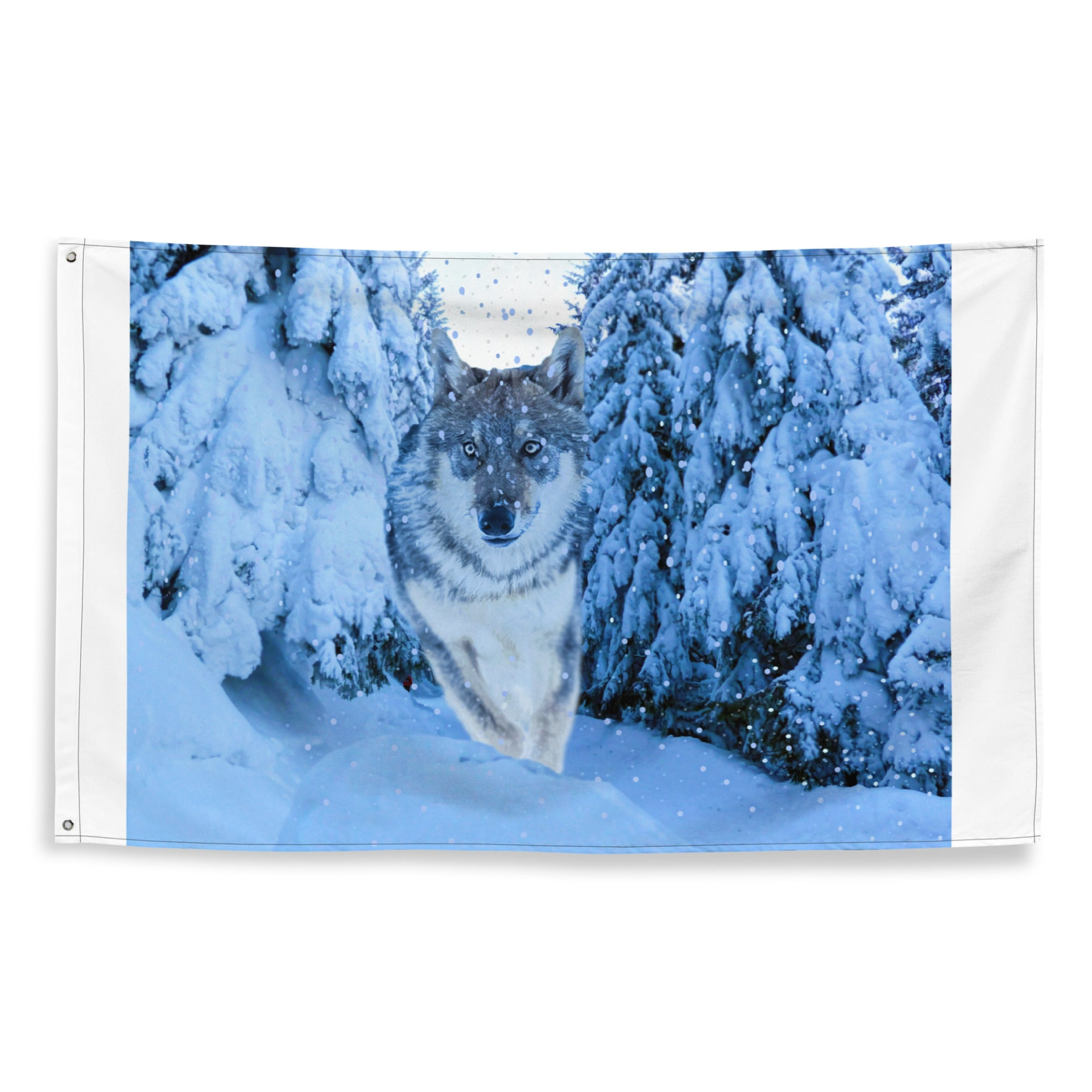 White Wolf Painting Flag Tapestry - Mesmerizing Wall Decor for Home - BEYRUN