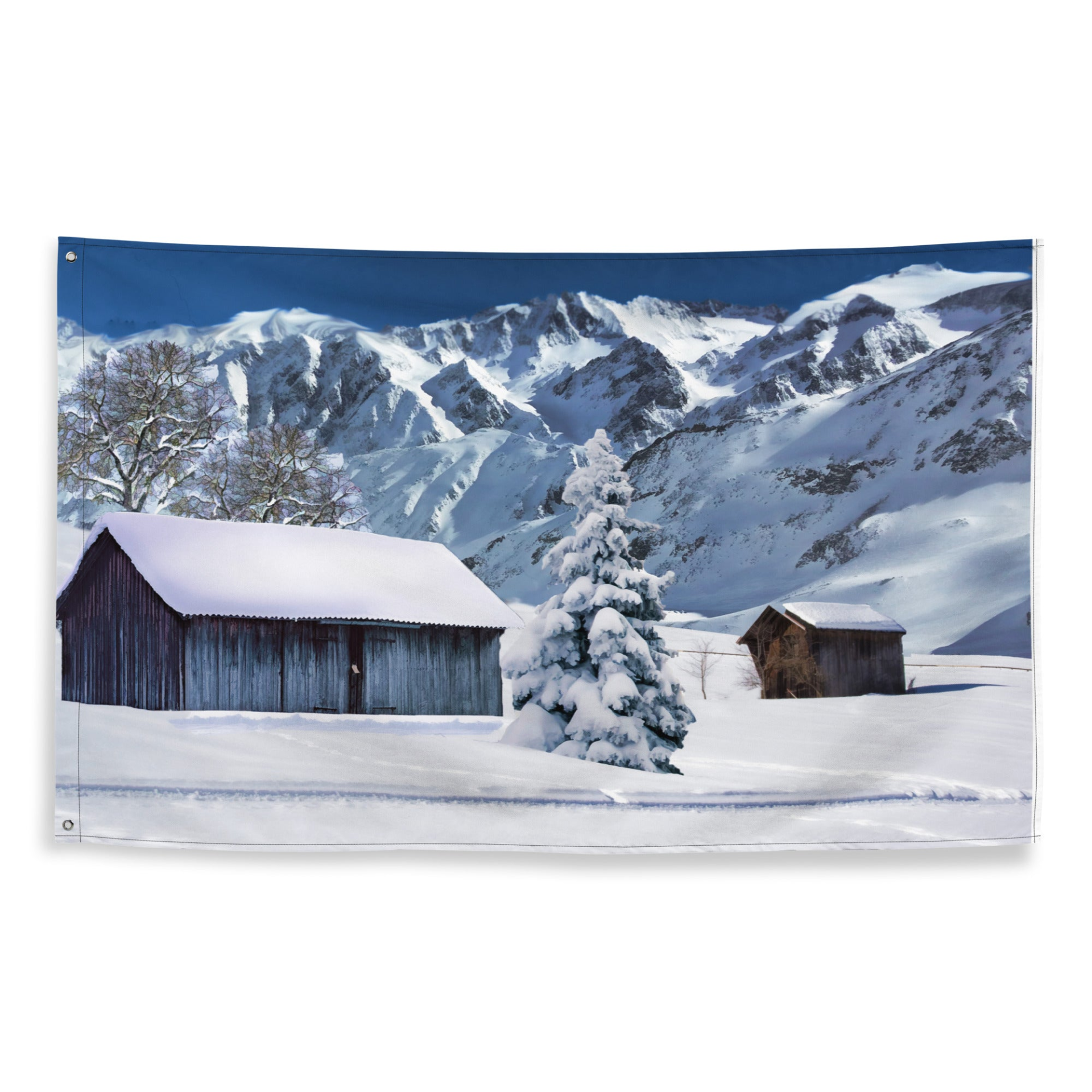 Snow House Painting Flag Tapestry - Cozy Home Wall Decor | Durable & Unique - BEYRUN