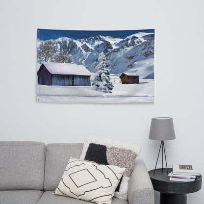 Snow House Painting Flag Tapestry - Cozy Home Wall Decor | Durable & Unique - BEYRUN