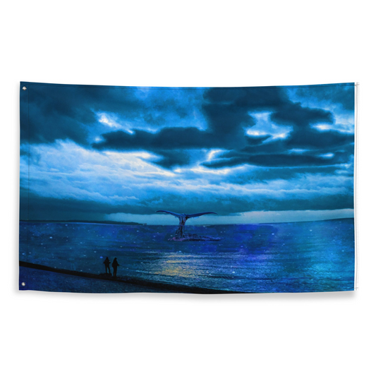 Dolphin Nightsky Painting Flag Tapestry - Stunning Marine Wall Art for Your Home Decor - BEYRUN