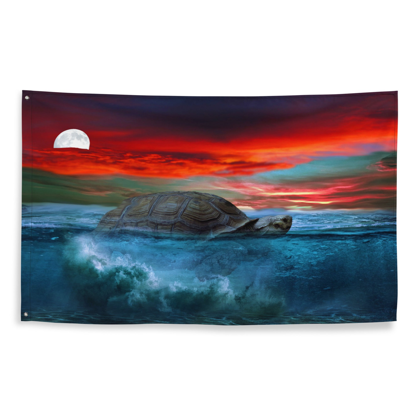 Turtle Painting Artwork Flag Tapestry - Premium Home Decor, Ocean-Themed Wall Hanging - BEYRUN