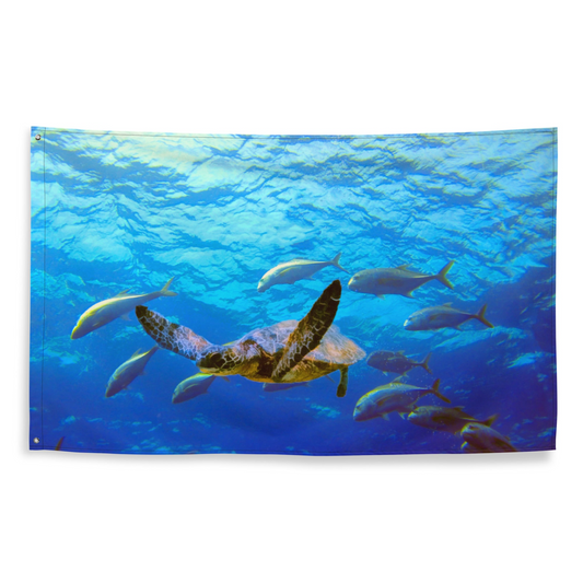 Turtle and Fish Art Flag Tapestry - Vibrant Wall Decoration for Your Home - BEYRUN