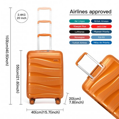 Kono 20" Lightweight Polypropylene Hard Shell Suitcase with TSA Lock - Orange | Durable & Stylish Travel Luggage - BEYRUN