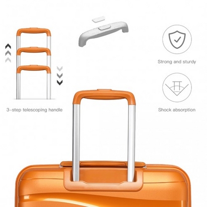 Kono 20" Lightweight Polypropylene Hard Shell Suitcase with TSA Lock - Orange | Durable & Stylish Travel Luggage - BEYRUN