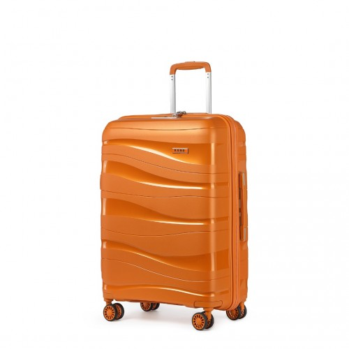 Kono 24 Inch Lightweight Polypropylene Hard Shell Suitcase with TSA Lock - Vibrant Orange, Ideal for Secure Travel - BEYRUN