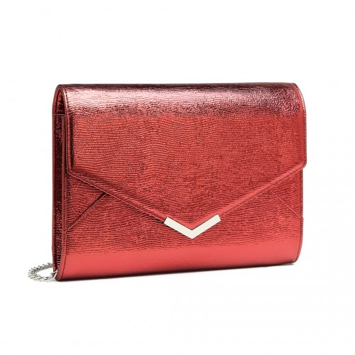 Miss Lulu Red Glitter Envelope Clutch Evening Bag - Elegant Formal Accessory - BEYRUN