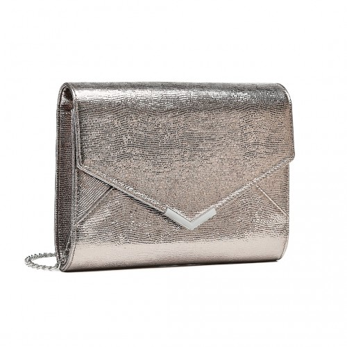 Miss Lulu Grey Glitter Envelope Flap Clutch – Elegant Evening Bag for Formal Occasions - BEYRUN