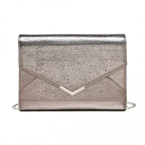 Miss Lulu Grey Glitter Envelope Flap Clutch – Elegant Evening Bag for Formal Occasions - BEYRUN