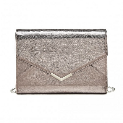 Miss Lulu Grey Glitter Envelope Flap Clutch – Elegant Evening Bag for Formal Occasions - BEYRUN