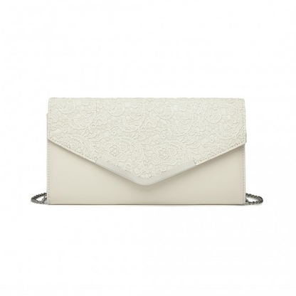 Miss Lulu Lace Envelope Flap Clutch Evening Bag - Elegant Beige Clutch for Weddings & Parties - BEYRUN