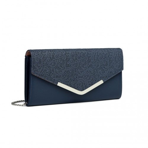 Miss Lulu Lace Envelope Flap Clutch Evening Bag - Navy | Elegant & Versatile - BEYRUN