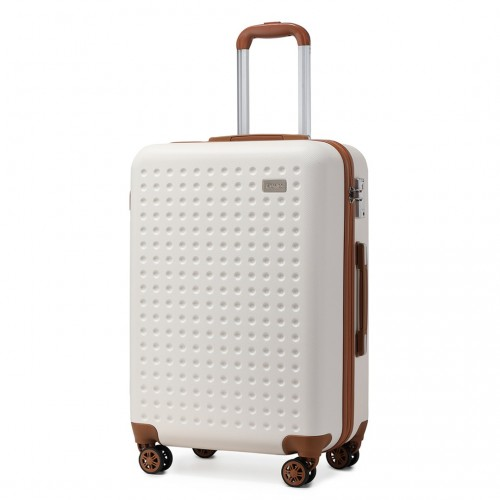 Kono 20 Inch Cabin Size ABS Hard Shell Suitcase with TSA Lock - Cream - BEYRUN