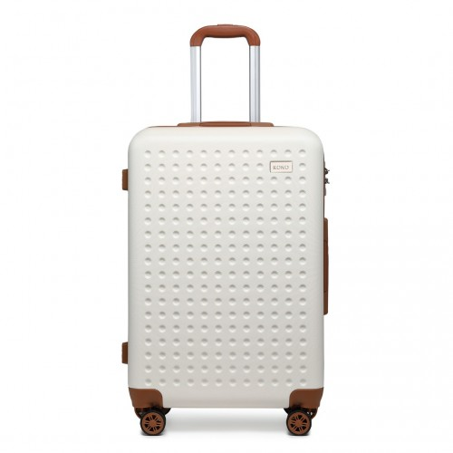 Kono 20 Inch Cabin Size ABS Hard Shell Suitcase with TSA Lock - Cream - BEYRUN