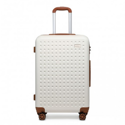 Kono 20 Inch Cabin Size ABS Hard Shell Suitcase with TSA Lock - Cream - BEYRUN