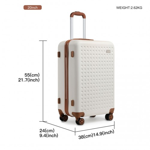 Kono 20 Inch Cabin Size ABS Hard Shell Suitcase with TSA Lock - Cream - BEYRUN