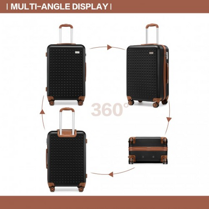 Kono 4-Piece Flexible Hard Shell ABS Suitcase Set with TSA Lock and Vanity Case - Black - BEYRUN