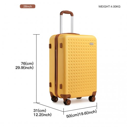 Stylish & Durable Kono 28 Inch Yellow Hard Shell ABS Suitcase with TSA Lock – Travel with Confidence & Ease - BEYRUN