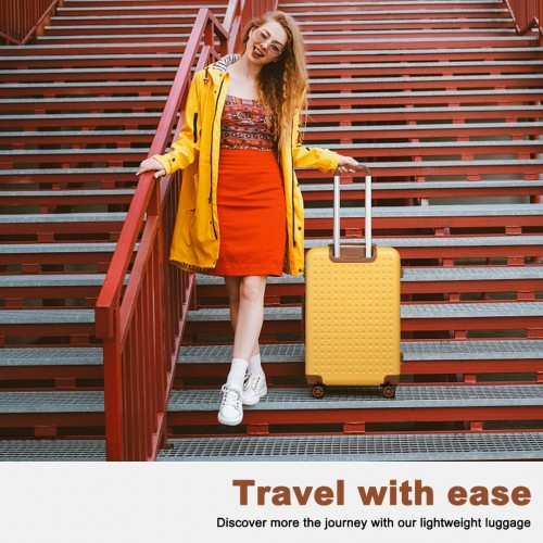 Stylish & Durable Kono 28 Inch Yellow Hard Shell ABS Suitcase with TSA Lock – Travel with Confidence & Ease - BEYRUN