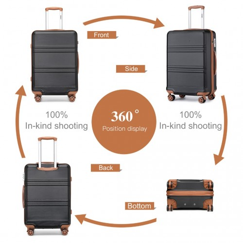 Kono 28 Inch ABS Suitcase in Black and Brown - Durable & Stylish Luggage - BEYRUN