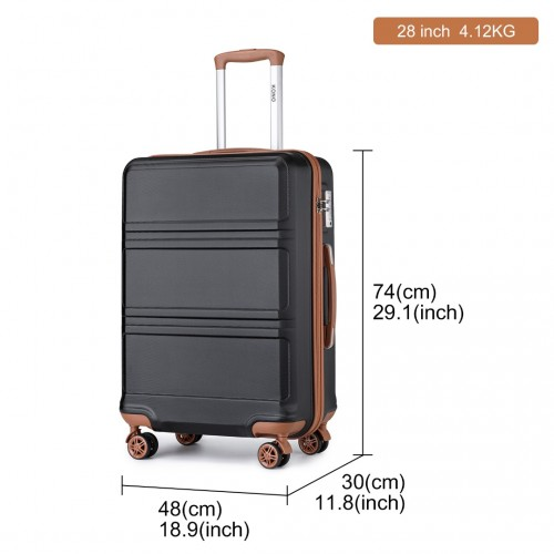 Kono 28 Inch ABS Suitcase in Black and Brown - Durable & Stylish Luggage - BEYRUN