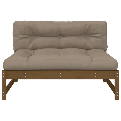 vidaXL Honey Brown Middle Sofa | Solid Pine Wood Outdoor Seating with Cushions - 120x80 cm - BEYRUN