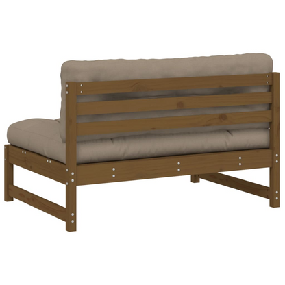 vidaXL Honey Brown Middle Sofa | Solid Pine Wood Outdoor Seating with Cushions - 120x80 cm - BEYRUN