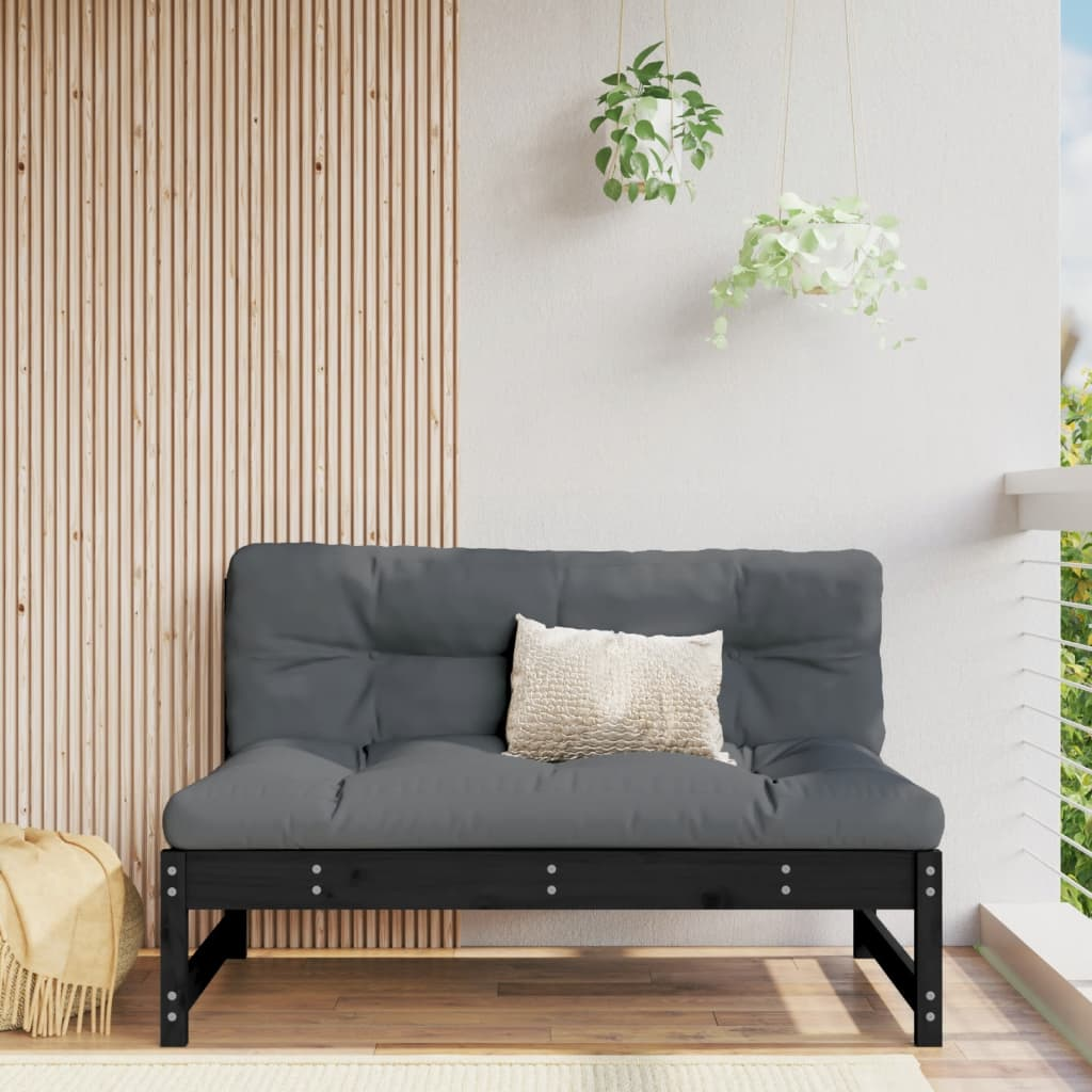 vidaXL Modular Middle Sofa - Black | Solid Pine Wood | 120x80 cm | Elegant Outdoor Seating - BEYRUN