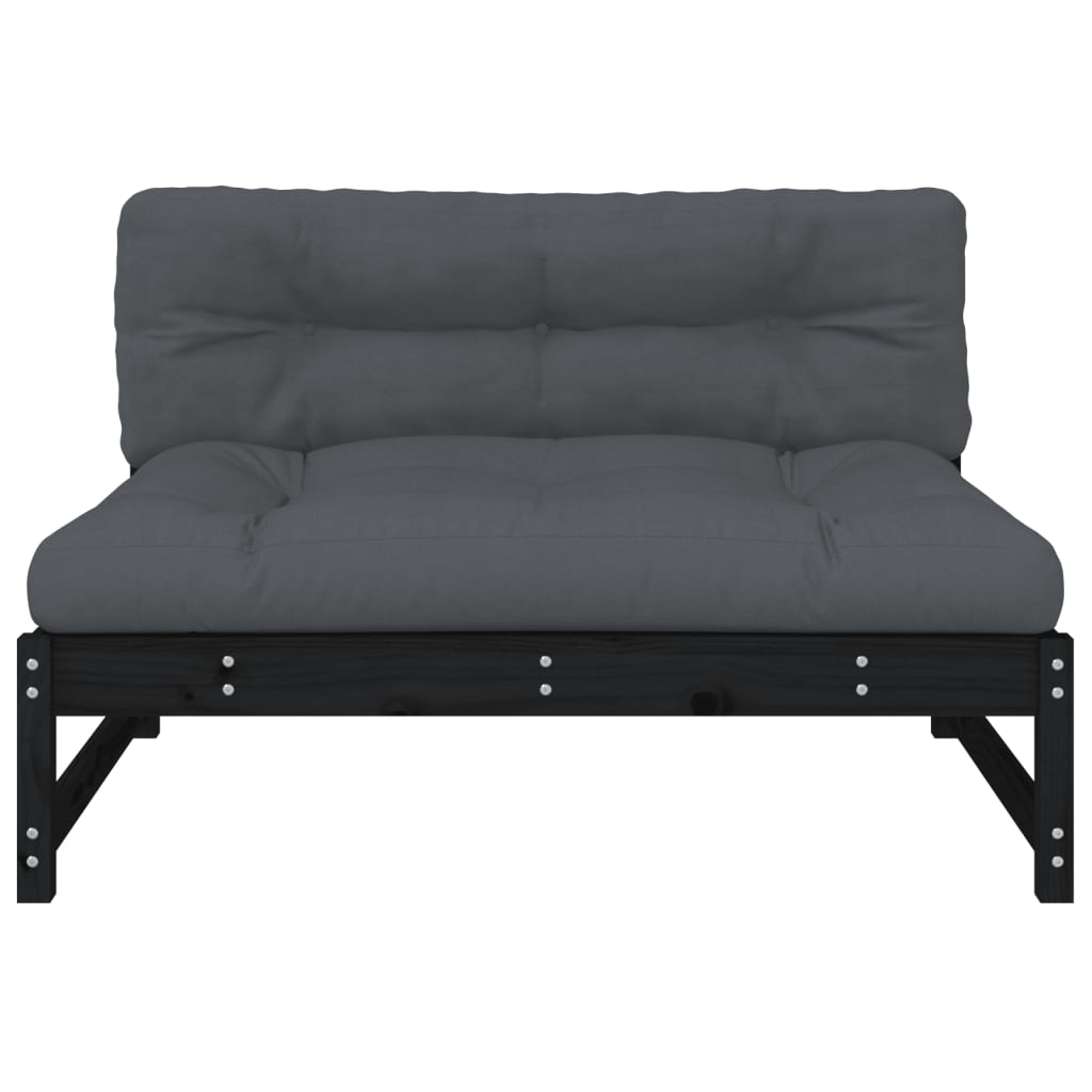 vidaXL Modular Middle Sofa - Black | Solid Pine Wood | 120x80 cm | Elegant Outdoor Seating - BEYRUN