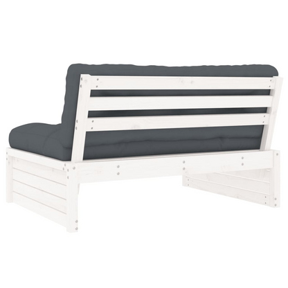 vidaXL Middle Sofa White 120x80 cm - Stylish & Comfortable Solid Pine Wood Outdoor Furniture - BEYRUN