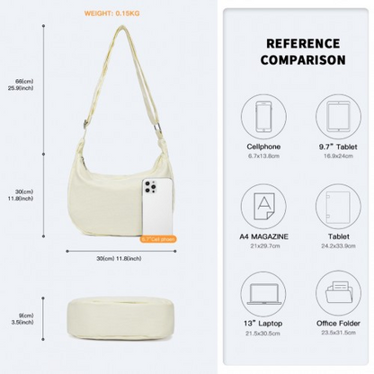 Water-resistant Portable Crescent Shoulder Cross Body Bag - Beige | Lightweight & Durable Fashion Accessory - BEYRUN