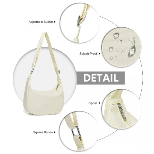 Water-resistant Portable Crescent Shoulder Cross Body Bag - Beige | Lightweight & Durable Fashion Accessory - BEYRUN