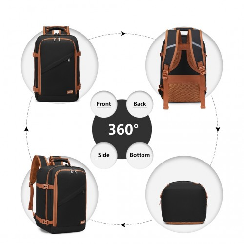 Kono Lightweight Cabin Bag Travel Business Backpack - Black And Brown | Versatile & Durable - BEYRUN