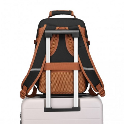 Kono Lightweight Cabin Bag Travel Business Backpack - Black And Brown | Versatile & Durable - BEYRUN