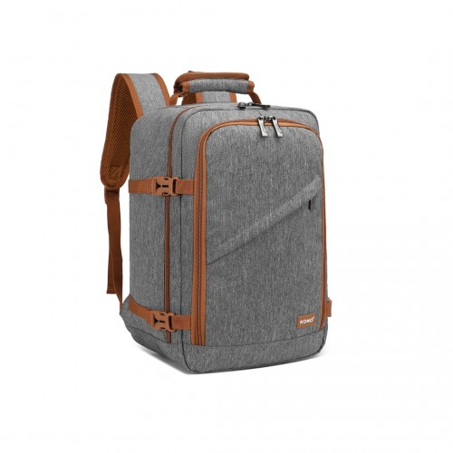 Kono Lightweight Cabin Bag Travel Business Backpack - Grey and Brown | Durable, Spacious & Airline-Compatible - BEYRUN