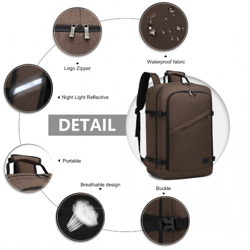 Kono Lightweight Business Travel Backpack - Brown | 38L Waterproof Cabin Bag - BEYRUN