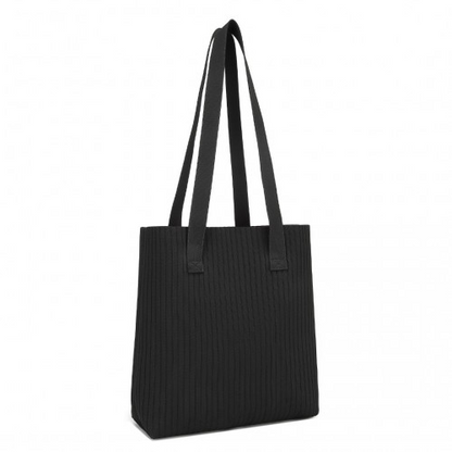 Miss Lulu Large Capacity Black Polyester Tote Shopping Bag - Stylish & Practical Shoulder Bag - BEYRUN