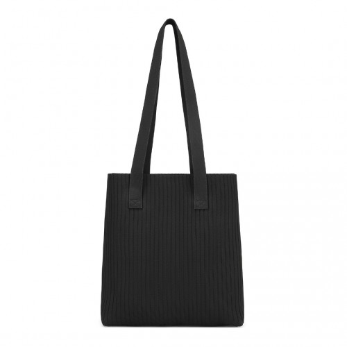 Miss Lulu Large Capacity Black Polyester Tote Shopping Bag - Stylish & Practical Shoulder Bag - BEYRUN