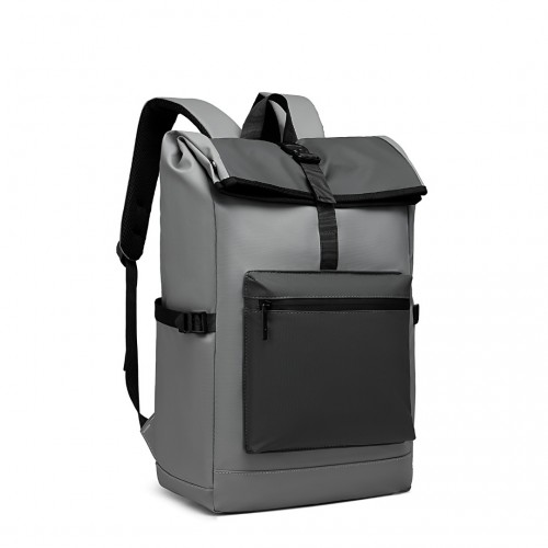 E2330 - Kono Durable PVC Coated Water-resistant Stylish Backpack - Grey - BEYRUN