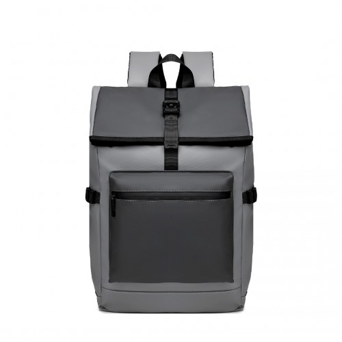 E2330 - Kono Durable PVC Coated Water-resistant Stylish Backpack - Grey - BEYRUN