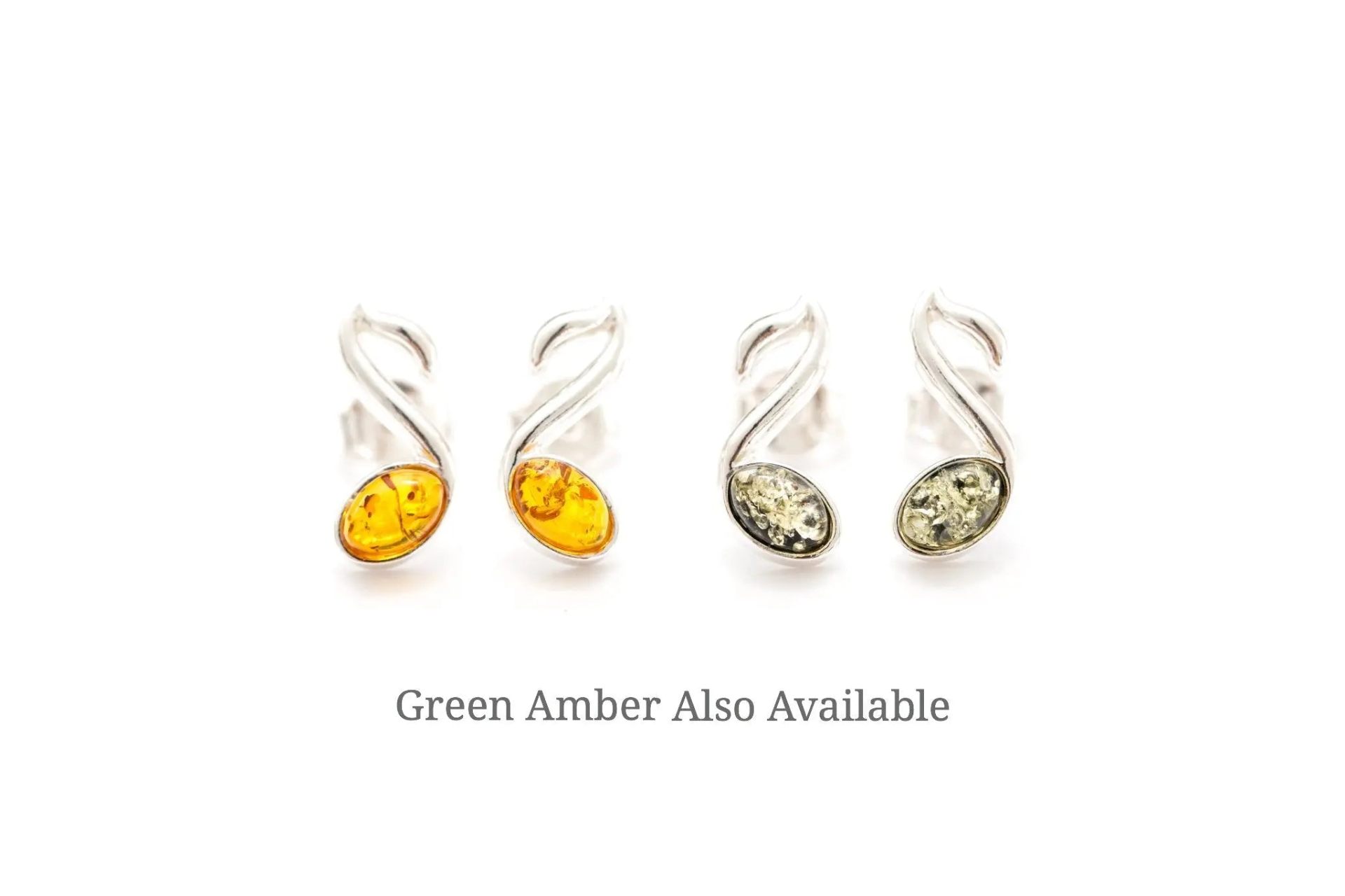 Amber Music Note Stud Earrings - Sterling Silver & Baltic Amber - BEYRUN