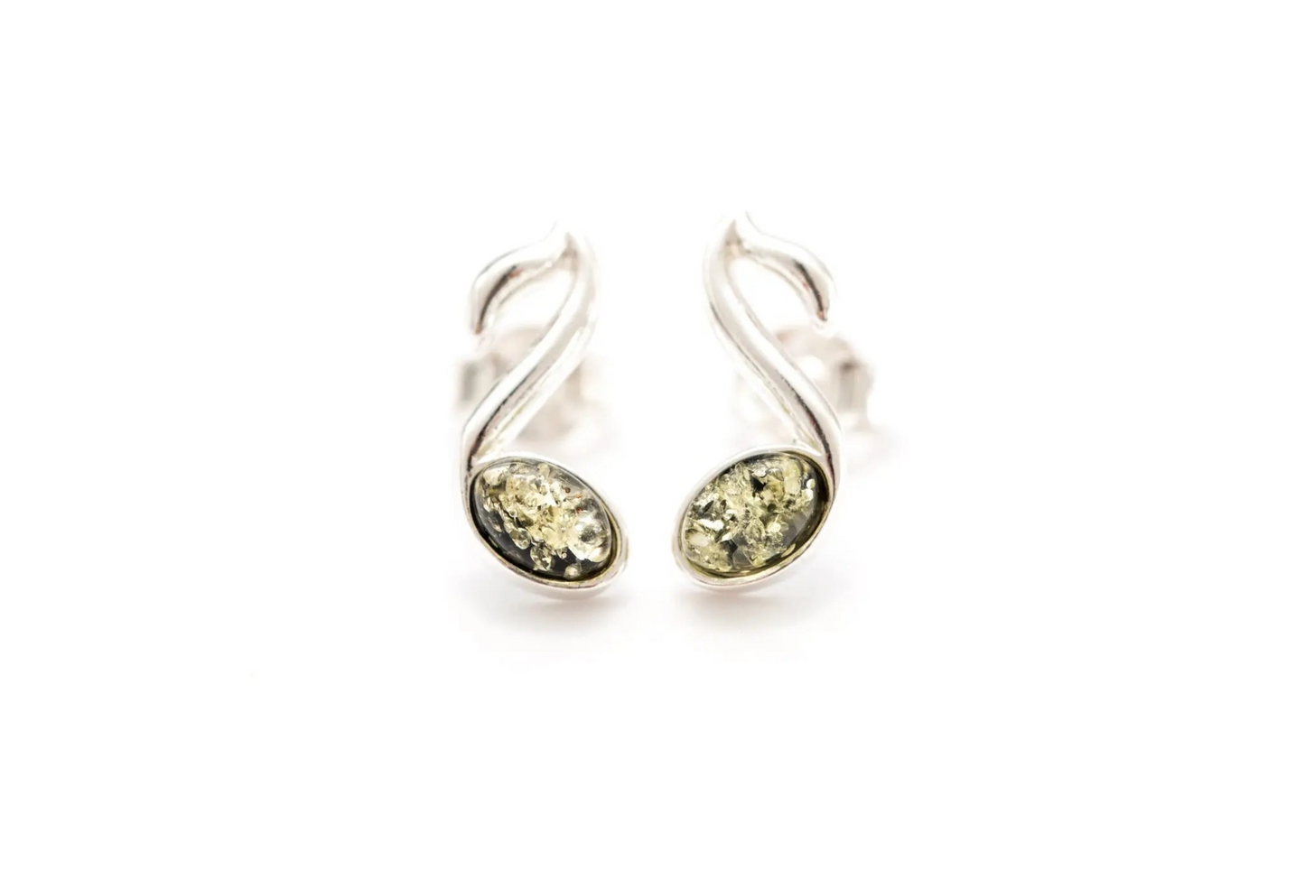 Buy Green Music Note Stud Earrings Online - Sterling Silver & Baltic Amber - BEYRUN