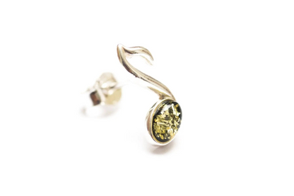 Buy Green Music Note Stud Earrings Online - Sterling Silver & Baltic Amber - BEYRUN