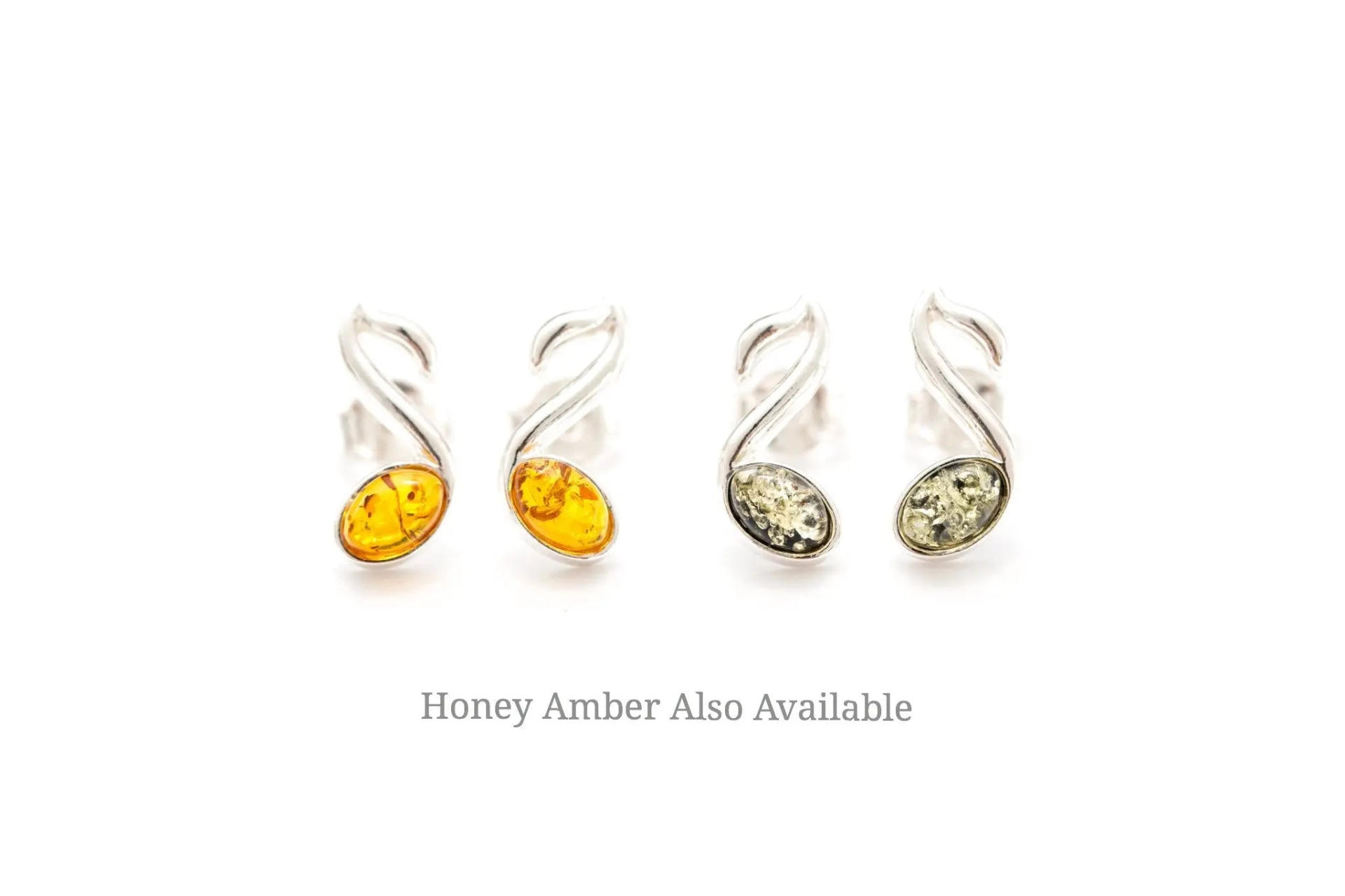 Buy Green Music Note Stud Earrings Online - Sterling Silver & Baltic Amber - BEYRUN