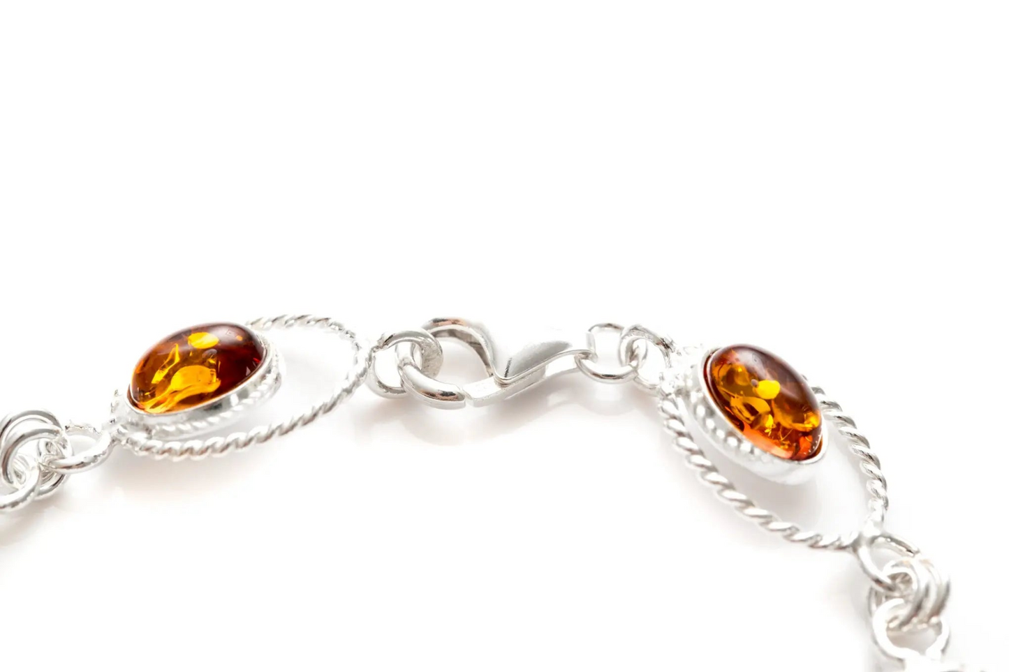 Amber Quintessence Link Bracelet - Timeless Elegance in Classic Amber Jewelry - BEYRUN