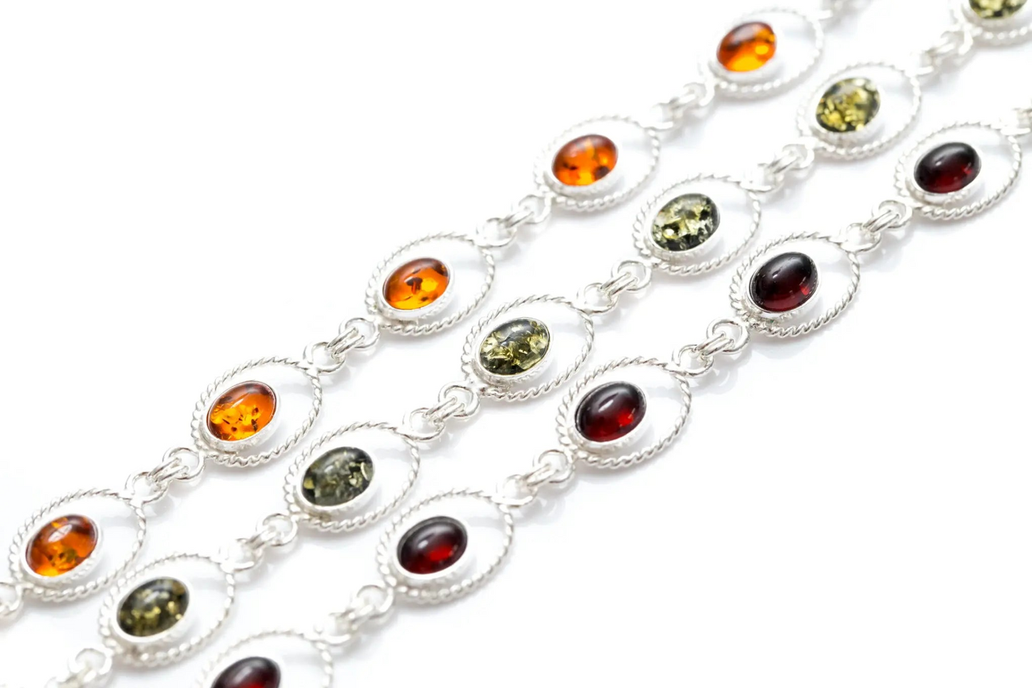 Amber Quintessence Link Bracelet - Timeless Elegance in Classic Amber Jewelry - BEYRUN