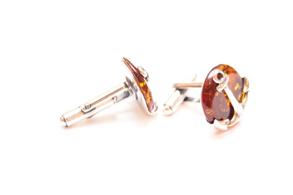 Amber Anchor Cufflinks - Nautical Sterling Silver & Baltic Amber Jewelry for Men