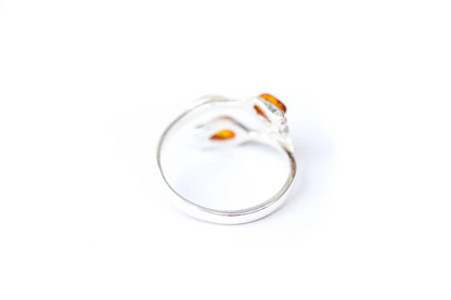 Amber Tulip Ring - Handcrafted Sterling Silver with Baltic Amber - BEYRUN