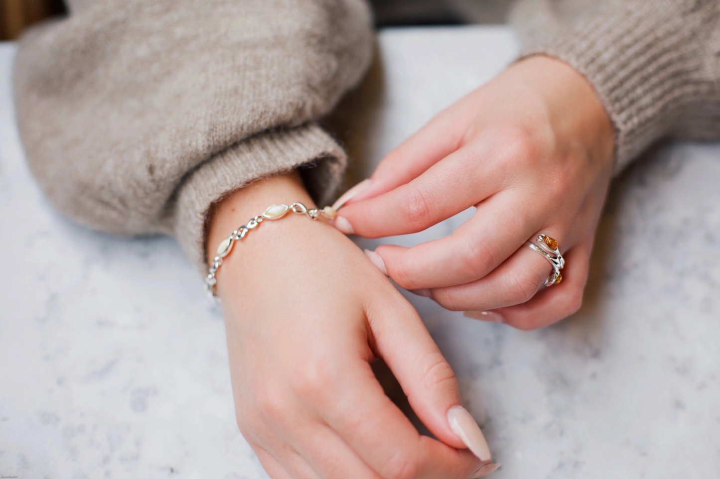 Amber Tulip Ring - Handcrafted Sterling Silver with Baltic Amber - BEYRUN