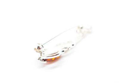 Classic Amber Violin Brooch - Elegant Sterling Silver Pin with Baltic Amber