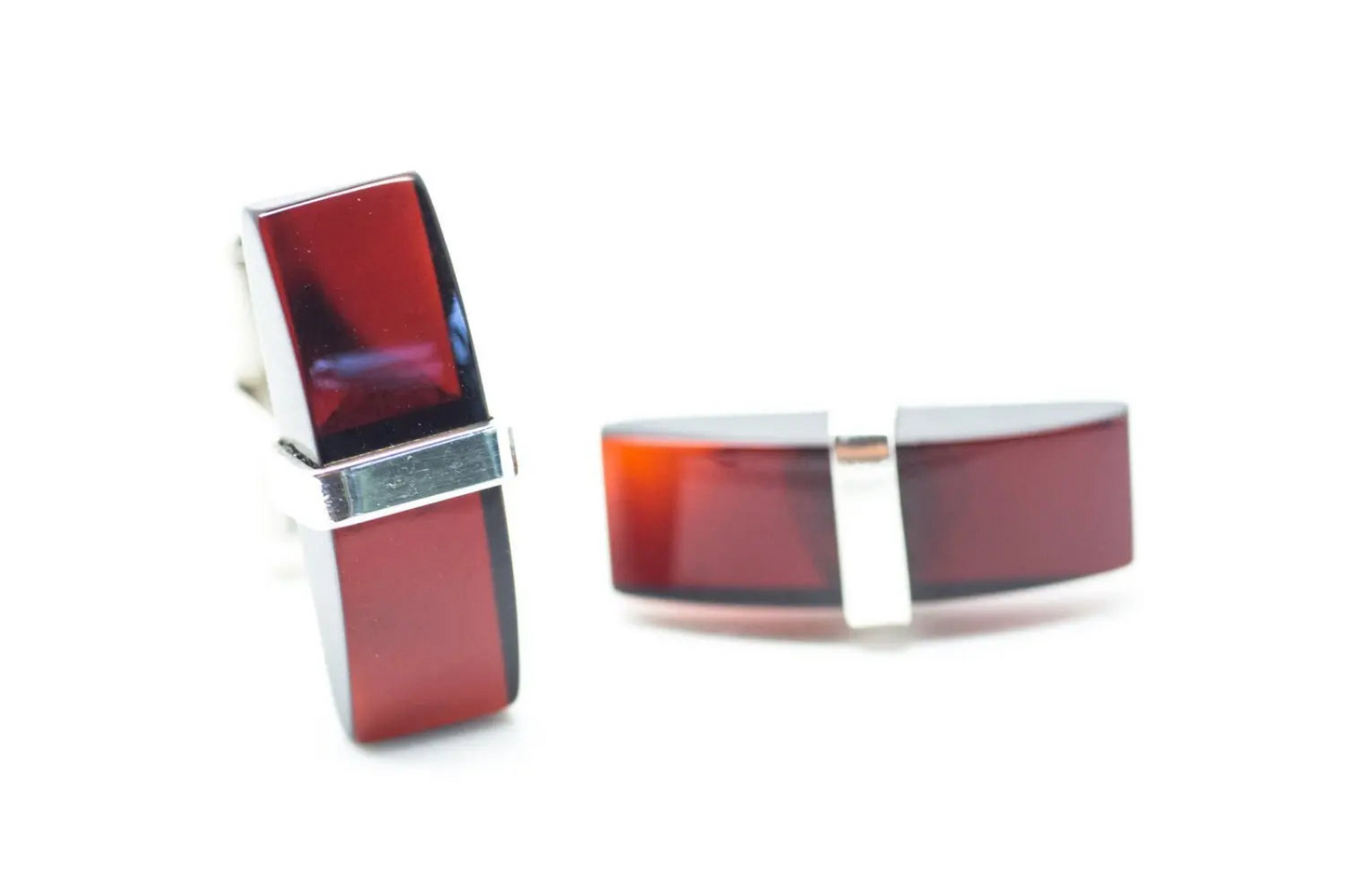 Elegant Red Amber Bar Cufflinks - Stylish and High-Quality Cufflinks - BEYRUN